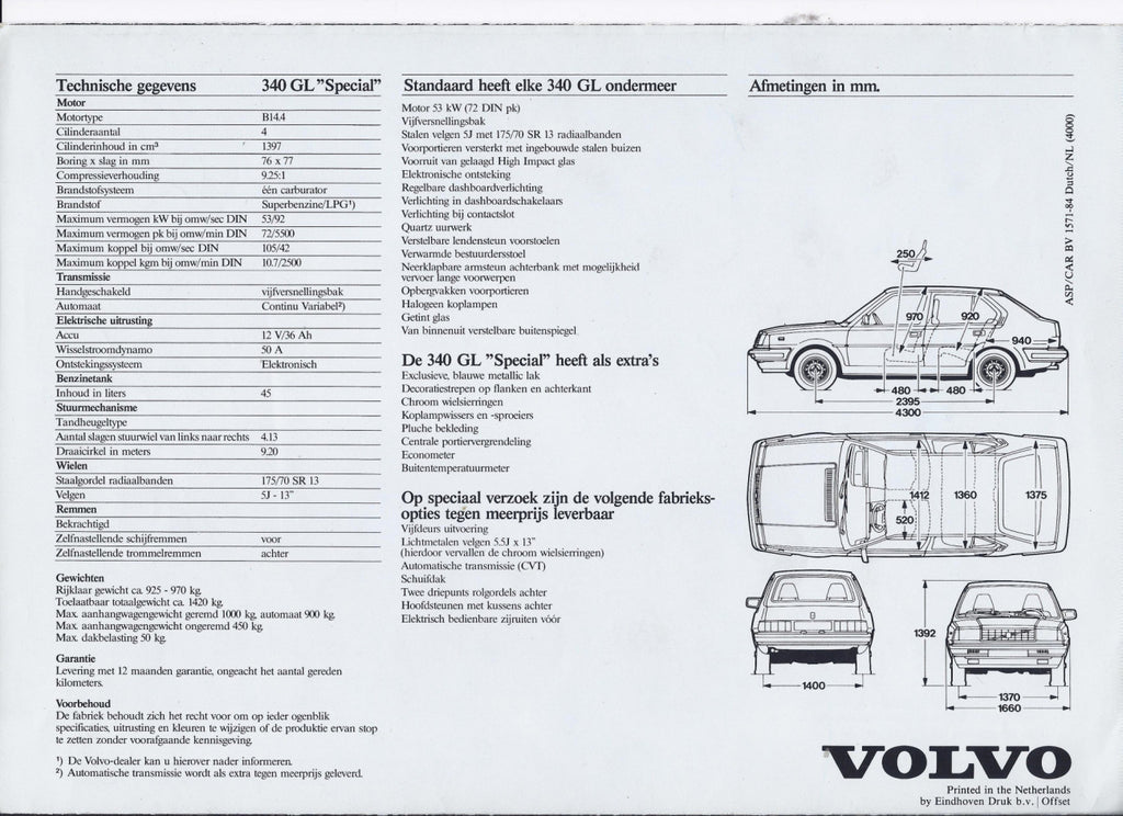 Volvo 340 GL 1984 5 Door 44,000 km Fully Documented