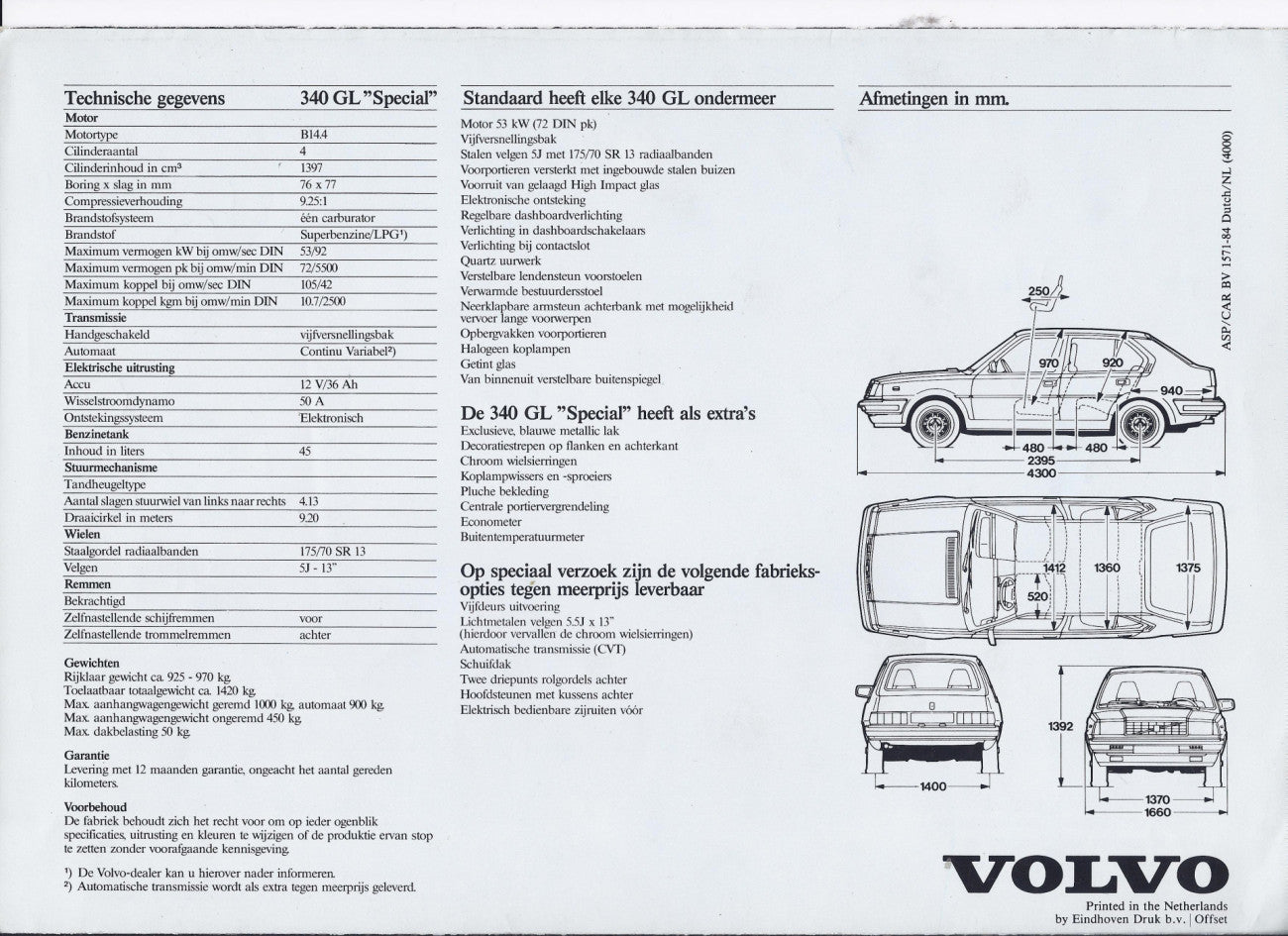 Volvo 340 GL 1984 5 Door 44,000 km Fully Documented